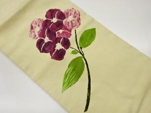 手織り紬手描き花模様名古屋帯